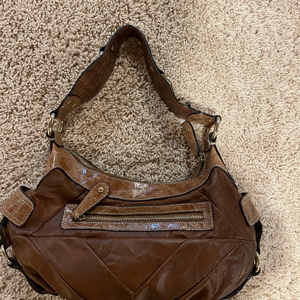 Guess Brown Shoulder Bag with Brushed Silver Hardware - Picture 4 of 9